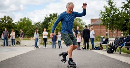 casting homens entre os 60 e os 70 anos com patins para agência de representação