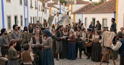 Casting para figurantes em filme de época em Óbidos