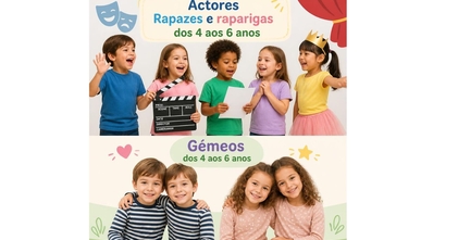 Casting para crianças dos 4 aos 6 anos para publicidade