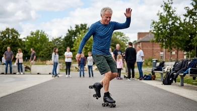 casting homens entre os 60 e os 70 anos com patins para agência de representação