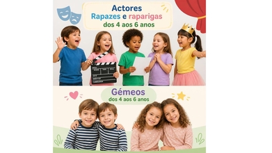 Casting para crianças dos 4 aos 6 anos para publicidade